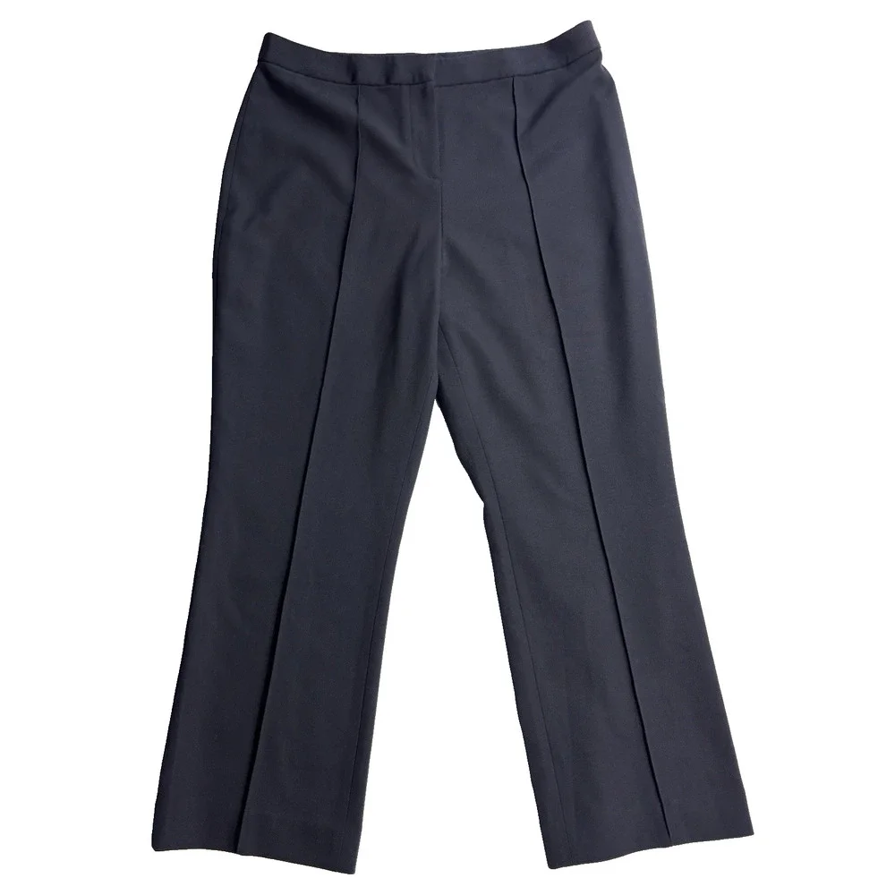 Tory Burch Twill Khaki Pant Navy Front Zip Pintuck Dress Pants Sz 18 Career NWT